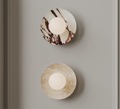 现代壁灯组合 云石壁灯 石材壁灯 大理石壁灯 卧室壁灯 床头su模型