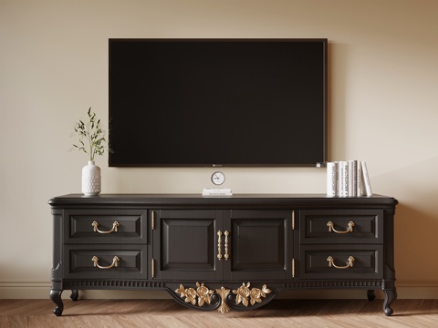  法式复古电视柜 边柜3d模型 