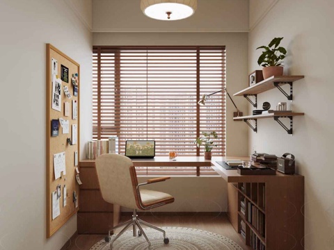  现代极简书房 卧室书房 儿童书房 书房3d模型 