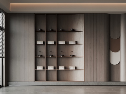 现代茶叶柜 书柜su模型