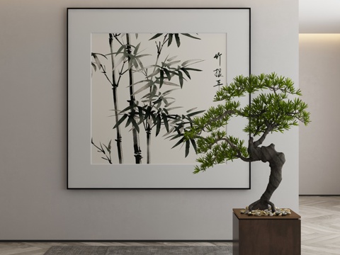  新中式侘寂挂画 油画3d模型 