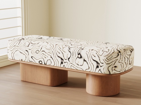  法式中古换鞋凳 床尾凳 沙发凳3d模型 