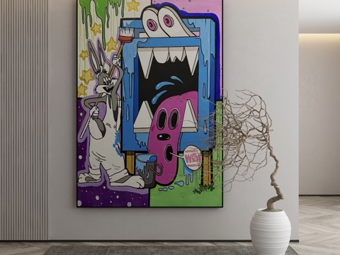  侘寂挂画 油画3d模型 