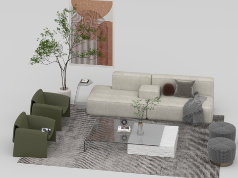  沙发组合3d模型 