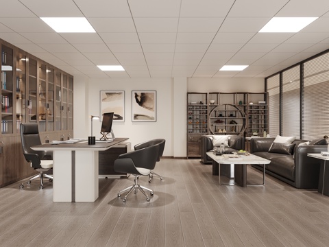 现代董事长办公室 总经理办公室su模型