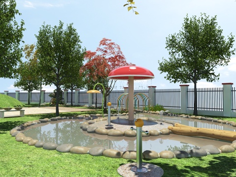  幼儿园户外戏水池 水景 玩水设备3d模型 