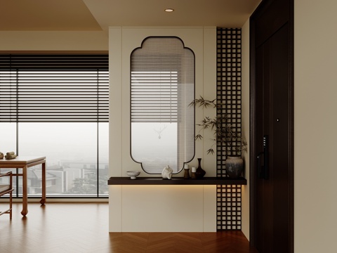  新中式玄关su模型 