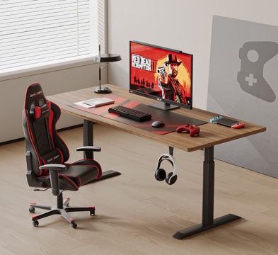  现代电竞房 电竞桌椅 电脑 升降桌 办公桌椅  电脑桌 显示3d模型 