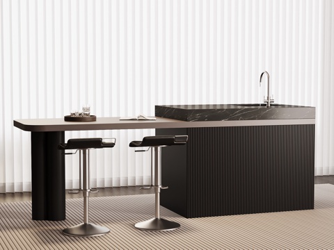  现代意式岛台 吧台 开放式餐桌椅3d模型 