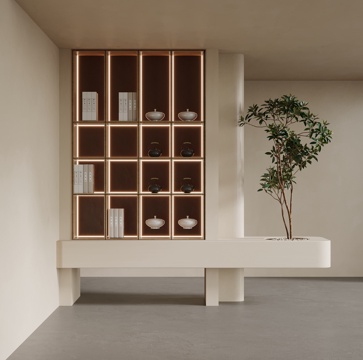  现代书柜 玄关su模型 