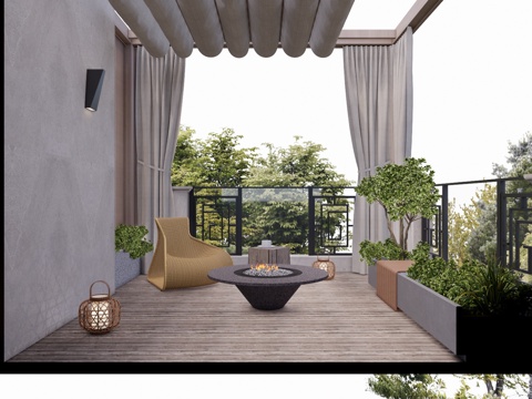  水景 屋顶花园 室内景观 造景 露台 草坪灯 微景观 阳光房su模型 