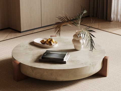  侘寂中古茶几3d模型 