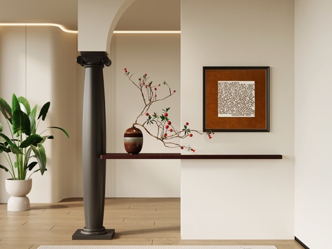  法式复古玄关隔断3d模型 