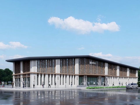 新中式游客中心 游客服务中心建筑su模型