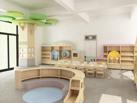  幼儿园绘本室 交通主题3d模型 