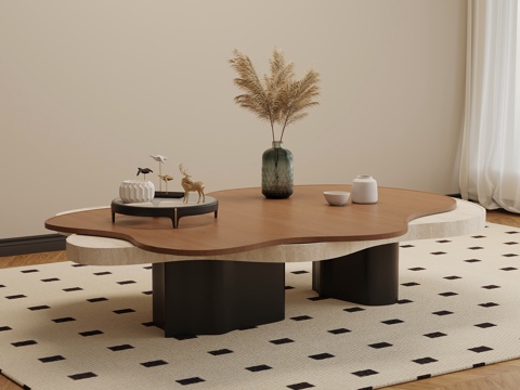  法式中古茶几 大理石茶几 异形茶几3d模型 