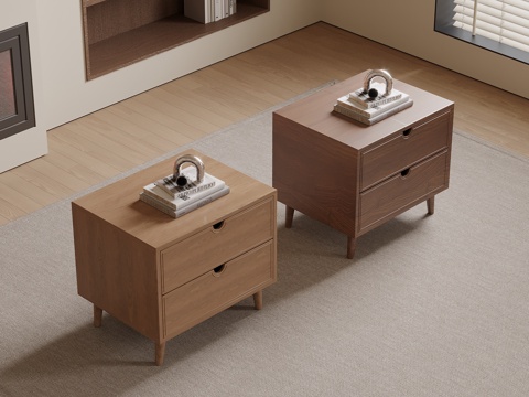  中古风床头柜3d模型 