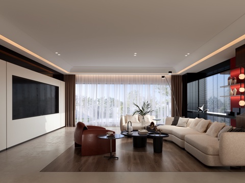  现代客厅3d模型 