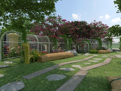  幼儿园户外土坡 秘密花园3d模型 