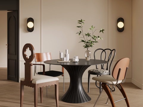  法式中古餐桌椅  休闲桌椅3d模型 