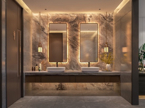  卫生间 现代洗手间 新中式卫生间 洗手间3d模型 