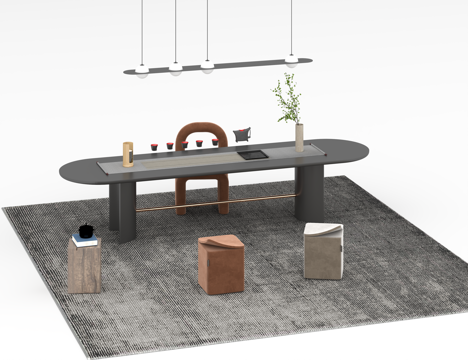  茶桌组合3d模型 