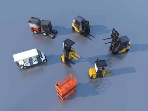  叉车 拖板车 搬运车3d模型 