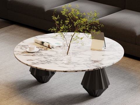  现代意式茶几 大理石茶几su模型 