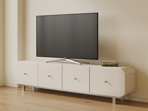  现代奶油风电视柜 边柜3d模型 