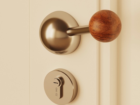 法式中古门把手 拉手 门锁su模型