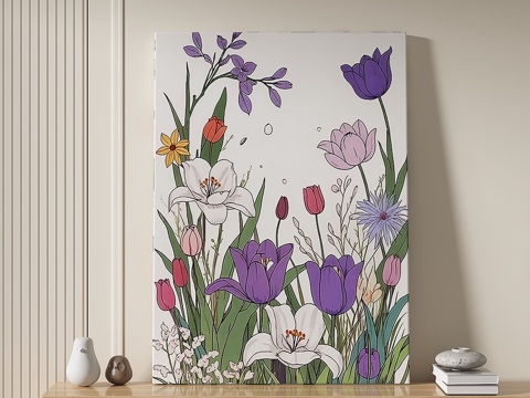  田园，奶油，挂画3d模型 