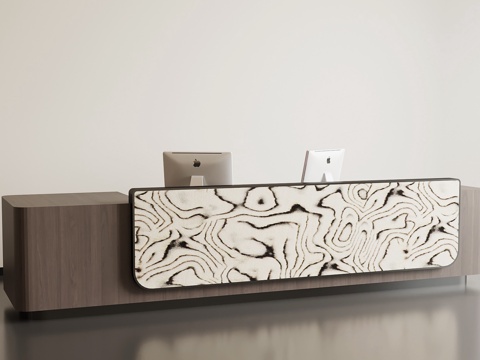  现代意式前台 接待台su模型 