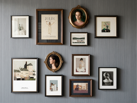 欧式古典挂画组合su模型