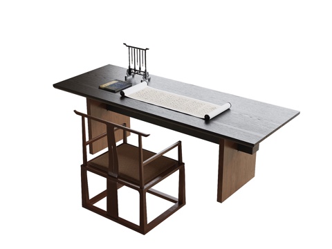 现代书桌椅 书椅 书桌su模型