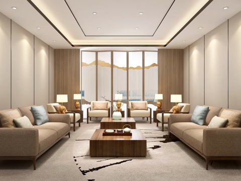  现代 办公接待室 会客厅 商务会客厅3d模型 