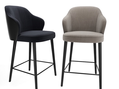  Minotti Leslie 钢制吧凳3d模型 