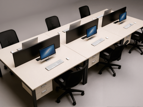 联排办公桌椅su模型