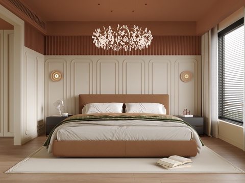  现代卧室 双人床 床头柜3d模型 