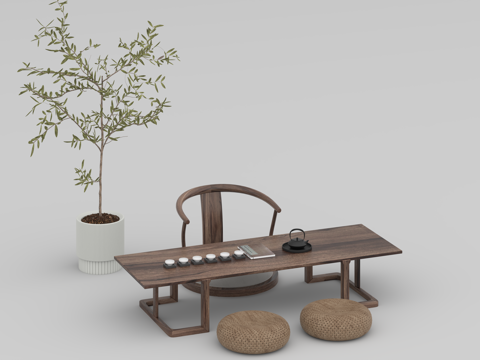  茶桌组合3d模型 