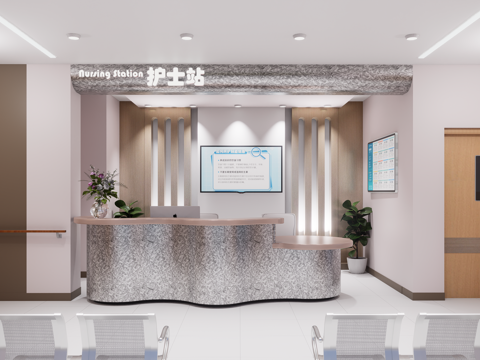 0071护士站 医院前台 咨询台 接待台su模型