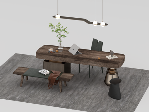  茶桌组合3d模型 