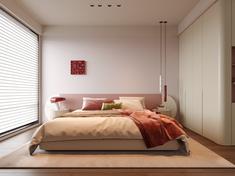 现代儿童房 儿童床 女孩房su模型