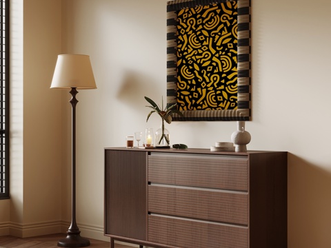 中古风玄关柜su模型