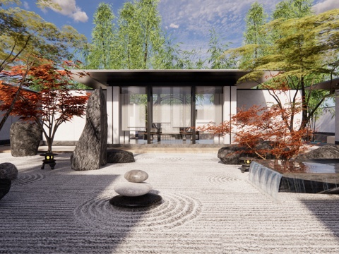  景观 室内造景 草坪灯 水池 水景 露台 屋顶花园 造景 微su模型 