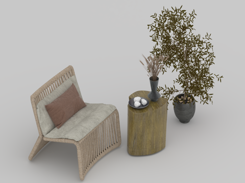  茶桌组合3d模型 