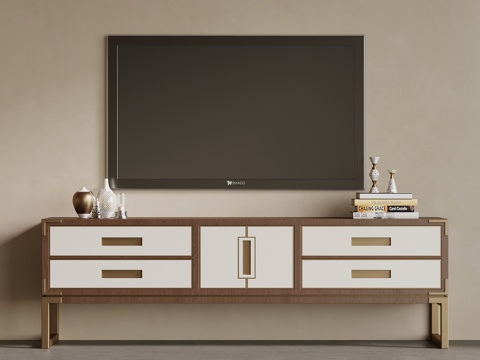  新中式电视柜 边柜3d模型 