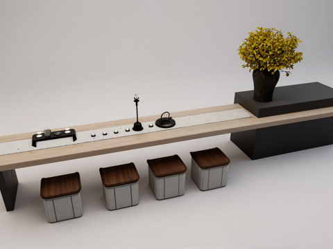 新中式茶桌椅su模型