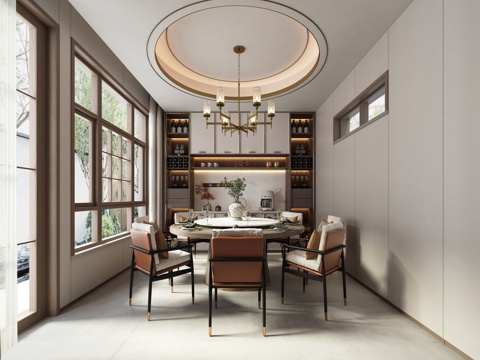  四合院餐厅3d模型 