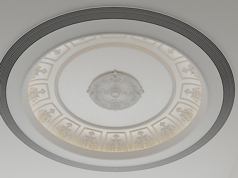  欧式拱形天花吊顶3d模型 