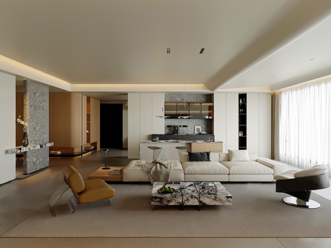  现代客餐厅3d模型 